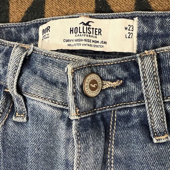 Hollister Jeans Size 23 Curvy High Rise Mom Denim Stretch Colorblock Patchwork - Picture 7 of 14